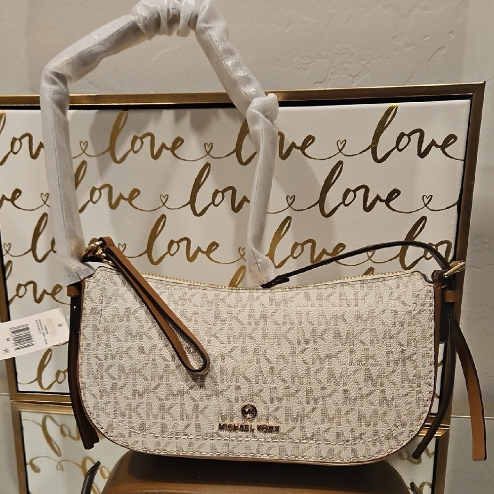 Michael Kors Cream and Brown Women's Bag